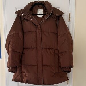 Abercrombie & Fitch Hooded Chocolate Brown Puffer Jacket
